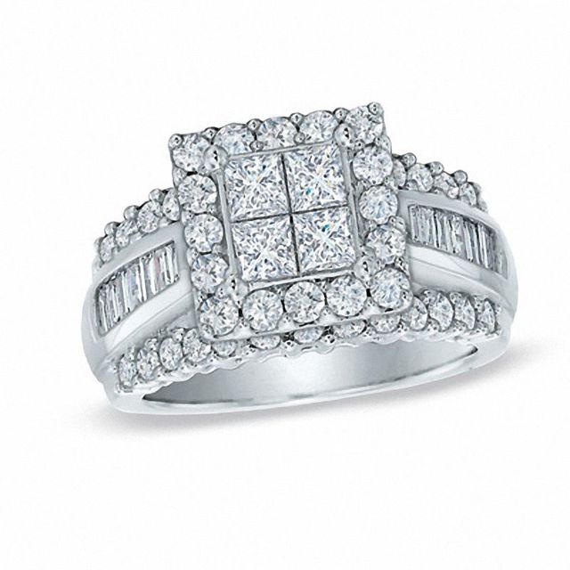 2.00 CT. T.W. Quad Princess-Cut Diamond Engagement Ring in 14K White Gold|Peoples Jewellers