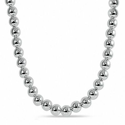8.0mm Bead Necklace in Hollow Sterling Silver|Peoples Jewellers