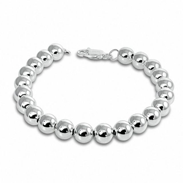 8.0mm Bead Bracelet in Sterling Silver - 7.5"|Peoples Jewellers