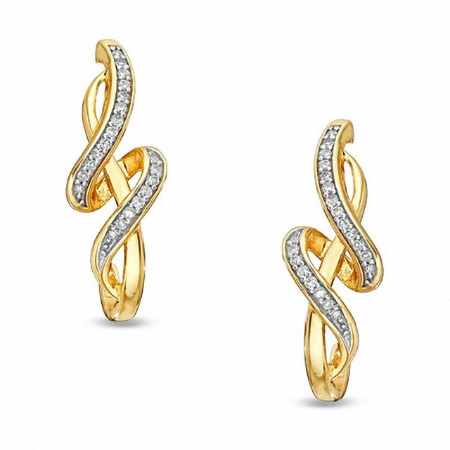 0.20 CT. T.W. Diamond Twisted Drop Earrings in 10K Gold|Peoples Jewellers