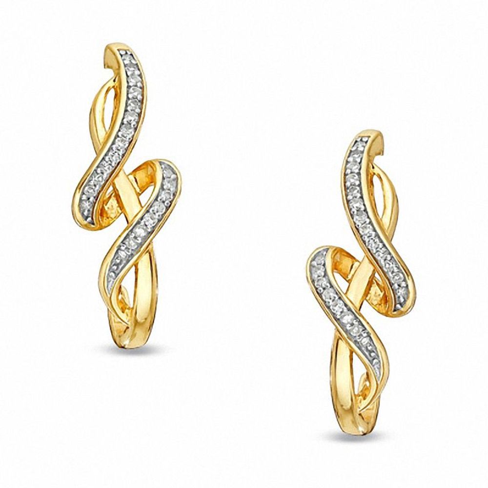 0.20 CT. T.W. Diamond Twisted Drop Earrings in 10K Gold|Peoples Jewellers