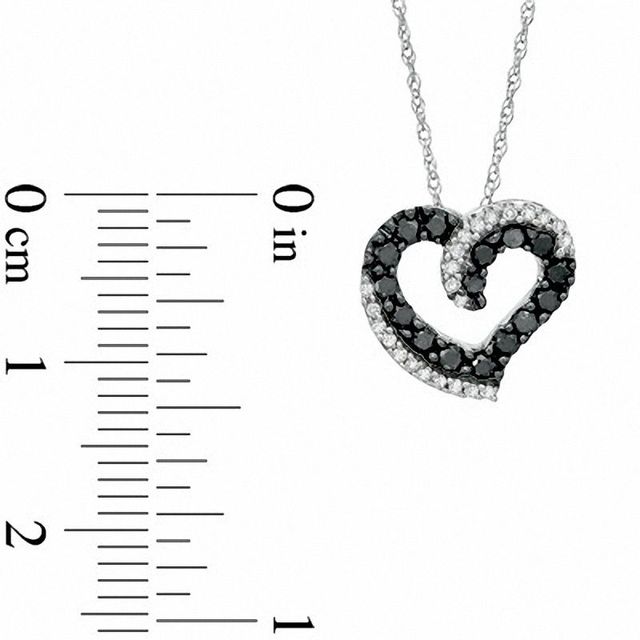 0.38 CT. T.W. Enhanced Black and White Diamond Double Heart Pendant in 10K White Gold|Peoples Jewellers