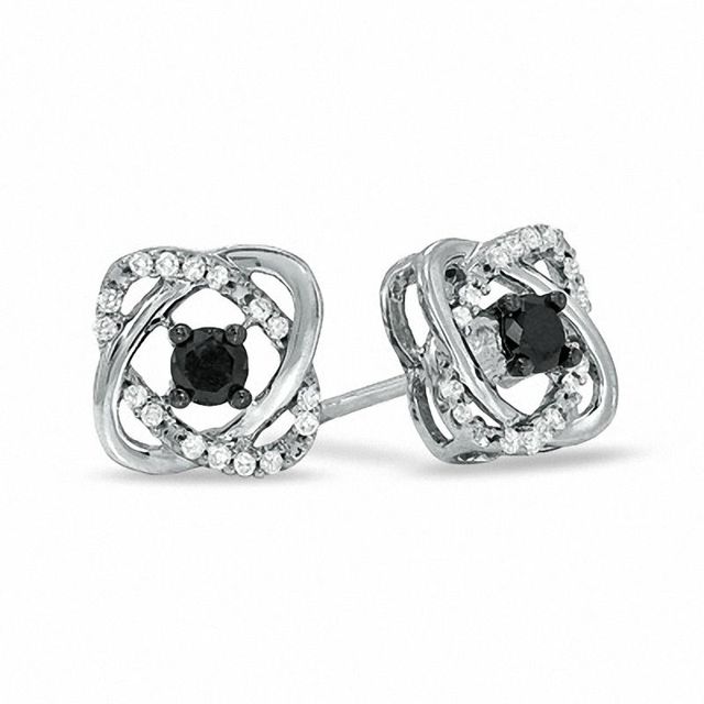 0.25 CT. T.W. Enhanced Black and White Diamond Orbit Stud Earrings in 10K White Gold|Peoples Jewellers