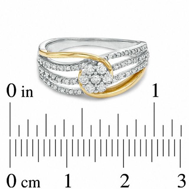 0.33 CT. T.W. Diamond Flower Swirl Ring in 10K Two-Tone Gold