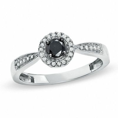 0.25 CT. T.W. Enhanced Black and White Diamond Ring in 10K White Gold|Peoples Jewellers