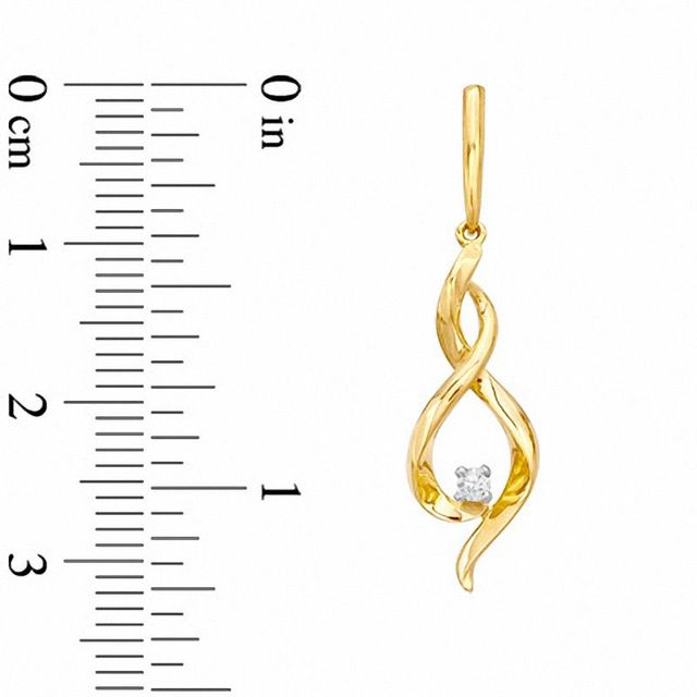0.06 CT. T.W. Diamond Solitaire Twisted Drop Earrings in 10K Gold|Peoples Jewellers