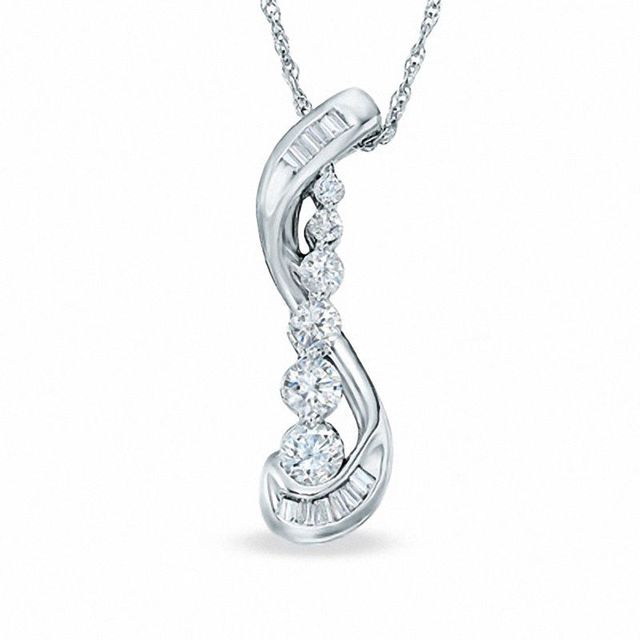 0.25 CT. T.W. Journey Diamond Flourish Pendant in 10K White Gold