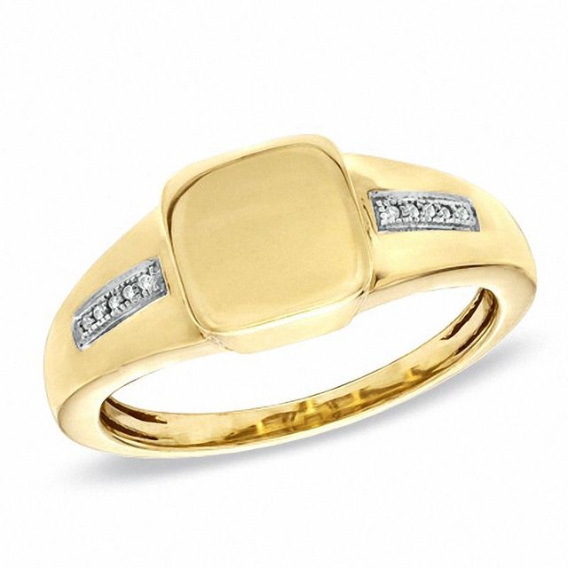 Men's Diamond Accent Signet Ring in 10K Gold|Peoples Jewellers