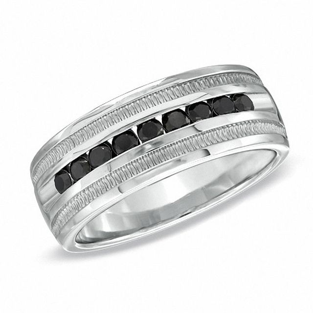 Men's 0.50 CT. T.W. Black Diamond Wedding Band in Sterling Silver|Peoples Jewellers