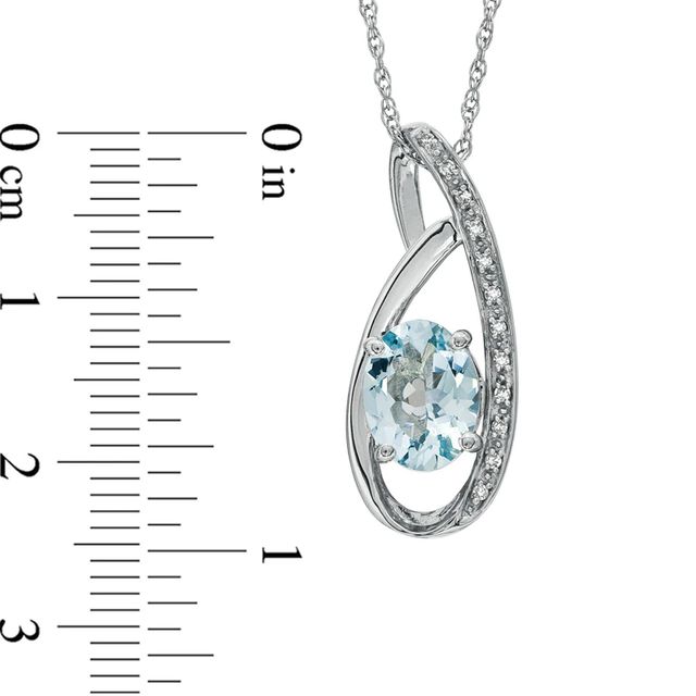 Oval Aquamarine and Diamond Accent Pendant in Sterling Silver|Peoples Jewellers