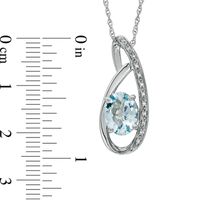 Oval Aquamarine and Diamond Accent Pendant in Sterling Silver|Peoples Jewellers