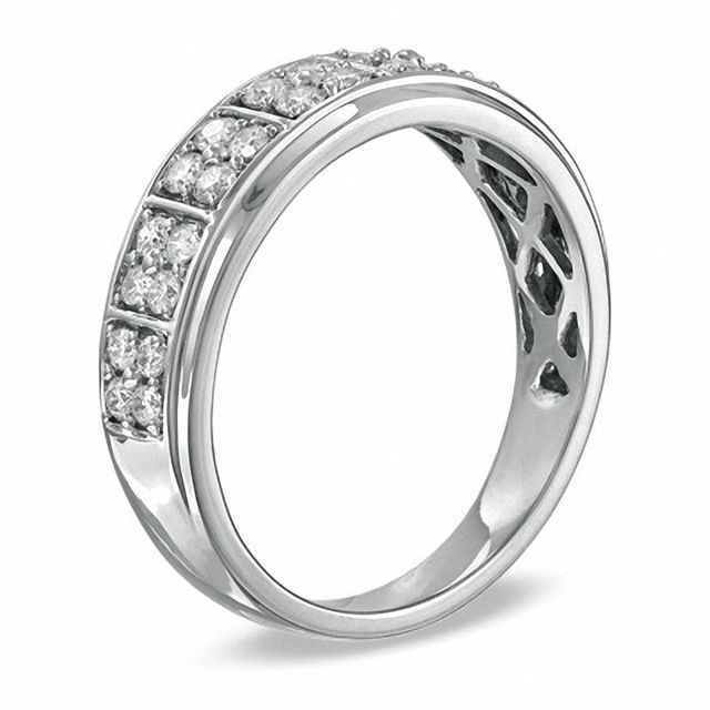 CT. T.W. Diamond Chequerboard Wedding Band in 10K White Gold