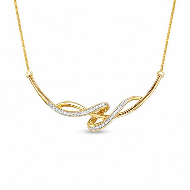 0.20 CT. T.W. Diamond Twist Necklace in 10K Gold