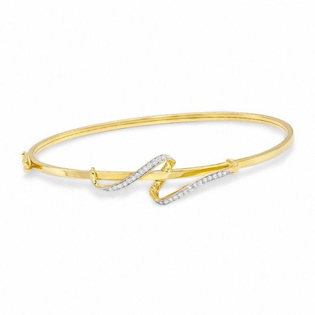 0.21 CT. T.W. Diamond Swirl Bangle in 10K Gold|Peoples Jewellers