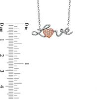 Diamond Accent LOVE Heart Pendant in Sterling Silver and 10K Rose Gold|Peoples Jewellers