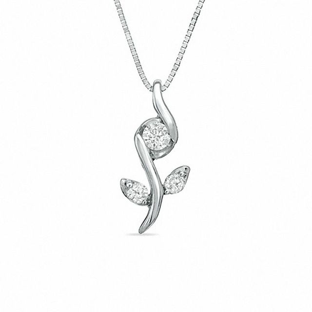 Sirena™ 0.12 CT. T.W. Diamond Rose Pendant in 10K White Gold|Peoples Jewellers