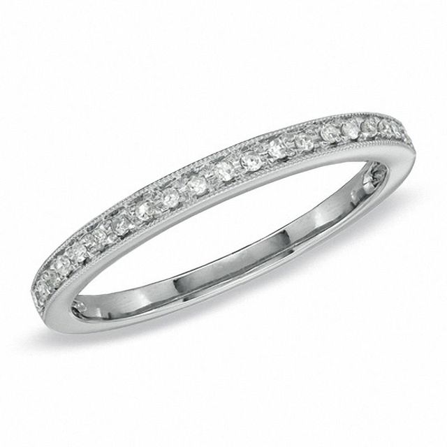 0.10 CT. T.W. Diamond Milgrain Band in 10K White Gold