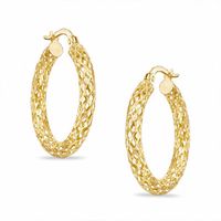 Diamond-Cut Mesh Tube Hoop Earrings in 10K Gold|Peoples Jewellers