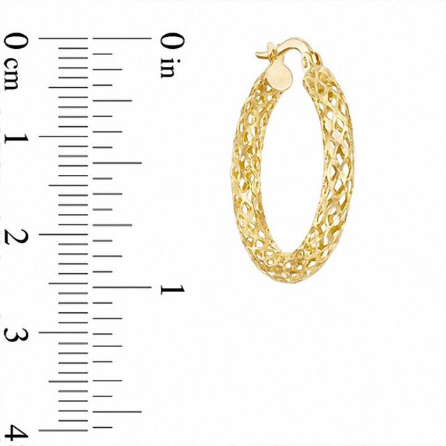 Diamond-Cut Mesh Tube Hoop Earrings in 10K Gold