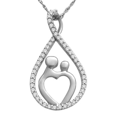 0.15 CT. T.W. Diamond Motherly Love Figure Eight Pendant in Sterling Silver|Peoples Jewellers