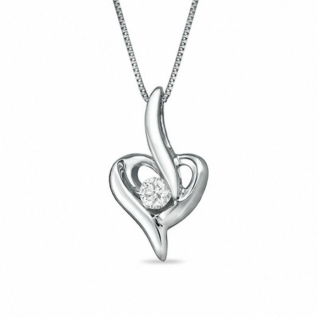 Sirena™ 0.12 CT. T.W. Diamond Heart Pendant in 10K White Gold|Peoples Jewellers