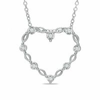 Diamond Accent Station Heart Pendant in Sterling Silver|Peoples Jewellers