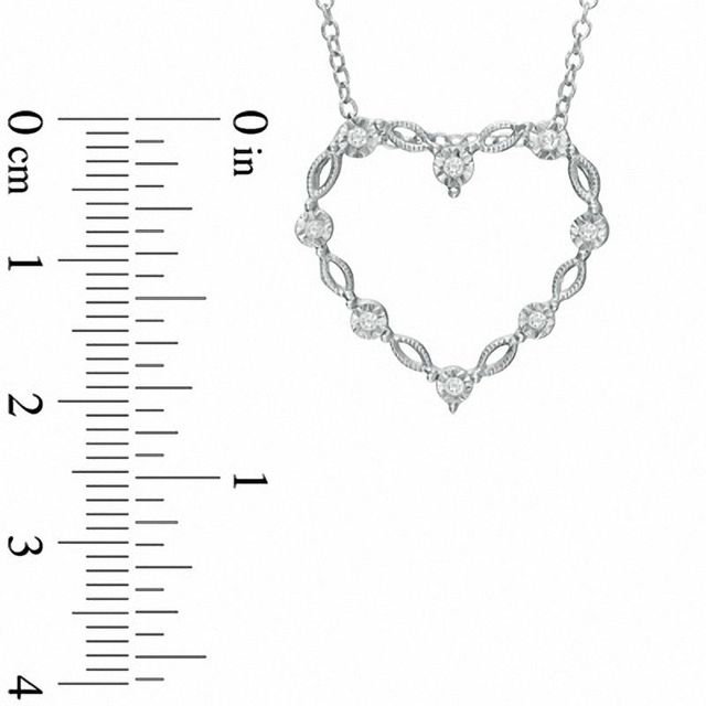 Diamond Accent Station Heart Pendant in Sterling Silver