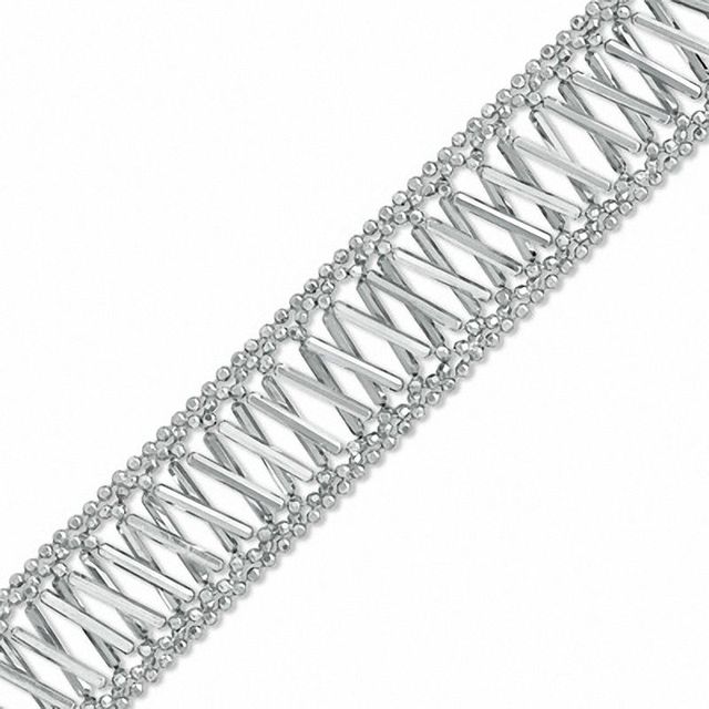 Beaded "X" Bracelet in Sterling Silver - 7.5"|Peoples Jewellers