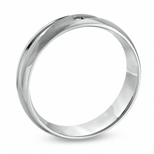 Men's 5.0mm Diamond Accent Wedding Band in 10K White Gold|Peoples Jewellers