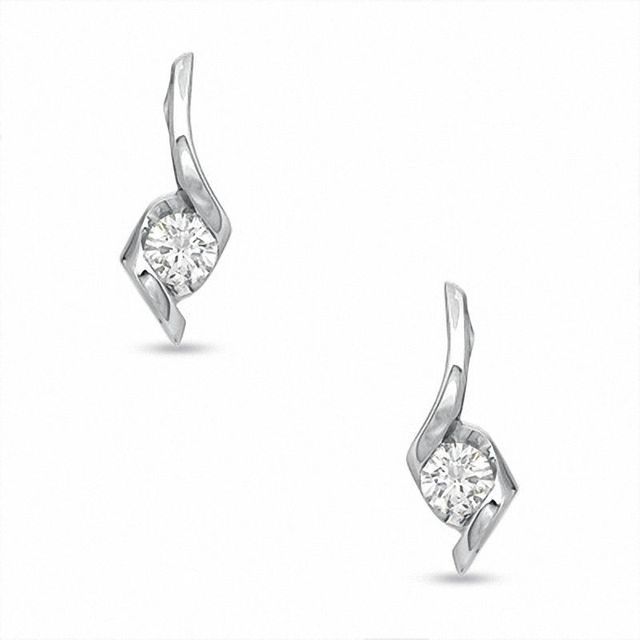 Sirena™ 0.15 CT. T.W. Diamond Drop Earrings in 10K White Gold|Peoples Jewellers