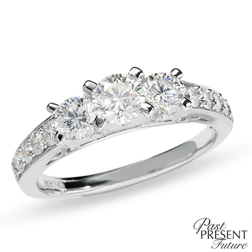 Peoples Jewellers 1.25 CT. T.W. Oval Diamond Past Present Future® Double  Cushion-Shaped Frame Engagement Ring in 14K White Gold (I/SI2)|Peoples  Jewellers | Hillcrest Mall