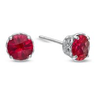 6.0mm Lab-Created Ruby Solitaire Stud Earrings in 10K White Gold|Peoples Jewellers