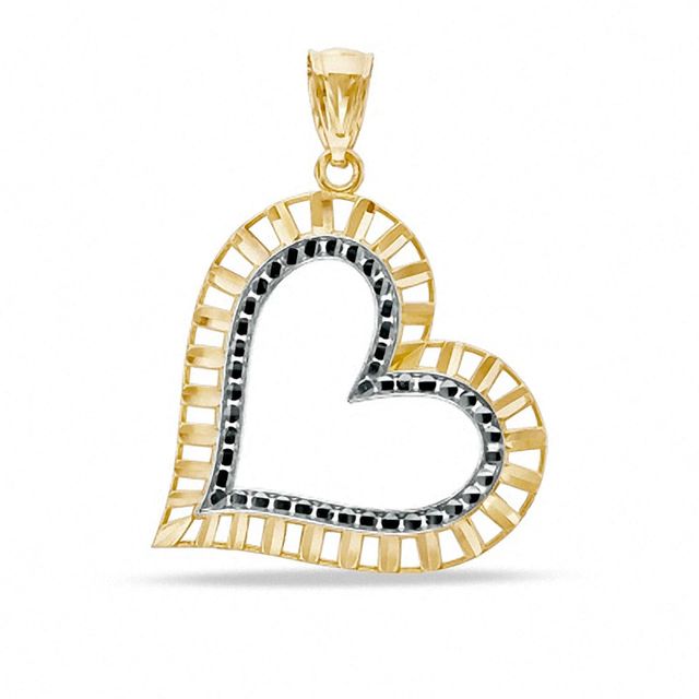 10K Two-Tone Gold Diamond-Cut Heart Charm|Peoples Jewellers