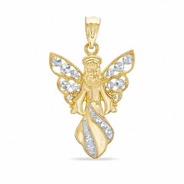 10K Two-Tone Gold Diamond-Cut Angel Charm|Peoples Jewellers