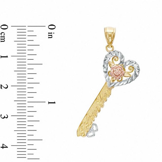 "I Love You" Heart Key Charm in 10K Tri-Tone Gold|Peoples Jewellers