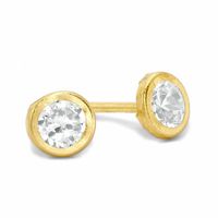 Child's 4.0mm Cubic Zirconia Bezel-Set Earrings in 14K Gold|Peoples Jewellers