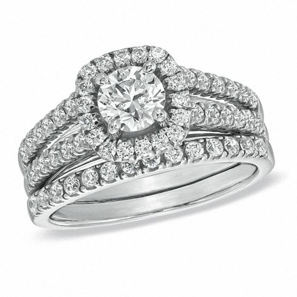 1.45 CT. T.W. Diamond Frame Bridal Set in 14K White Gold|Peoples Jewellers