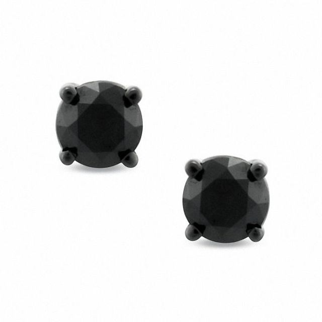 Black Mystique 0.50 CT. T.W. Black Diamond Solitaire Stud Earrings in 10K White Gold|Peoples Jewellers