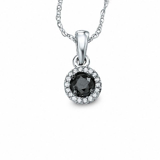 0.20 CT. T.W. Enhanced Black and White Diamond Frame Pendant in 10K White Gold|Peoples Jewellers