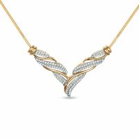 1.00 CT. T.W. Diamond Chevron Necklace in 10K Gold - 16"|Peoples Jewellers