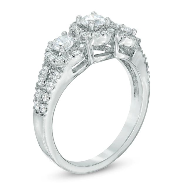 1.00 CT. T.W. Canadian Certified Diamond Round Frame Engagement Ring in 14K White Gold (I/I1)|Peoples Jewellers