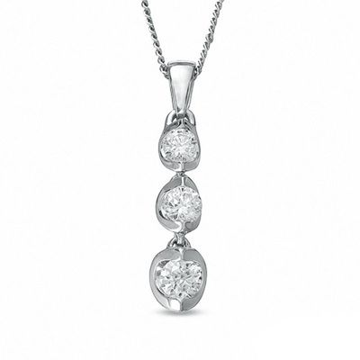 0.25 CT. T.W. Certified Canadian Diamond Three Stone Pendant in 14K White Gold (I/I2) - 17''|Peoples Jewellers