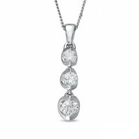 0.25 CT. T.W. Certified Canadian Diamond Three Stone Pendant in 14K White Gold (I/I2) - 17''|Peoples Jewellers