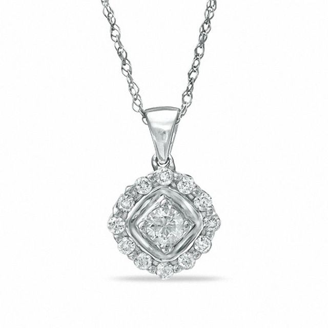 0.25 CT. T.W. Diamond Frame Pendant in 10K White Gold|Peoples Jewellers