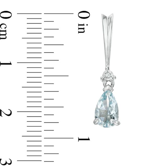 Pear-Shaped Aquamarine and Diamond Accent Stick Pendant and Earrings Set in Sterling Silver