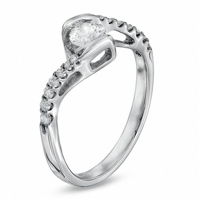 Sirena™ 0.50 CT. T.W. Diamond Twist Engagement Ring in 14K White Gold|Peoples Jewellers