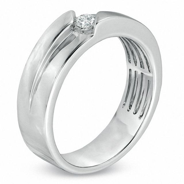 Men's 0.15 CT. Diamond Solitaire Anniversary Band in 14K White Gold|Peoples Jewellers