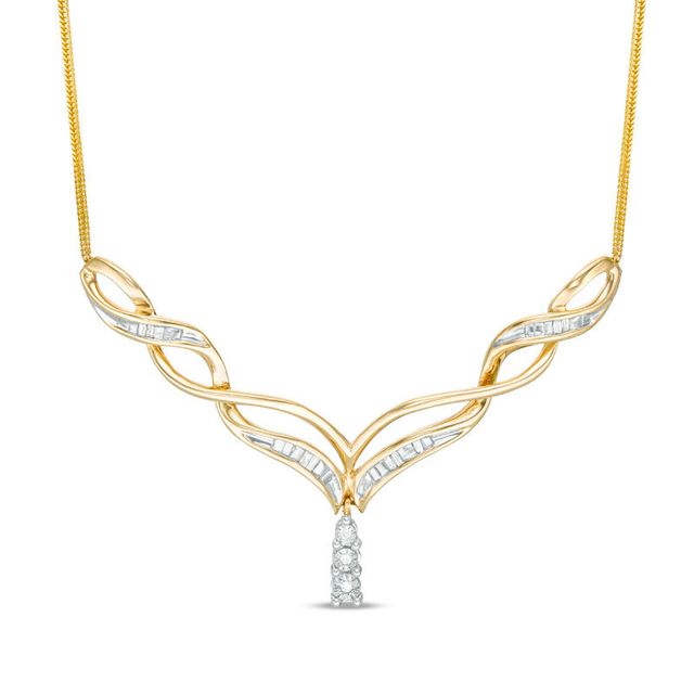 0.10 CT. T.W. Diamond Chevron Necklace in 10K Gold|Peoples Jewellers