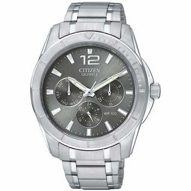 Men's Citizen Quartz SL Watch with Grey Dial (Model: AG8300-52H)|Peoples Jewellers