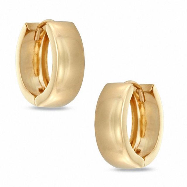 Polished Huggie Hoop Earrings in 14K Gold